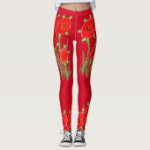 Rote Mohnblume Leggings (Vorderseite)
