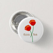 Rote Mohnblume Personalisiert Button (Vorne & Hinten)