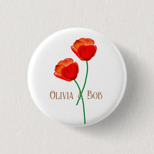 Rote Mohnblume Personalisiert Button (Vorderseite)