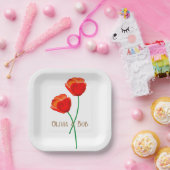 Rote Mohnblume Personalisiert Pappteller (Party)