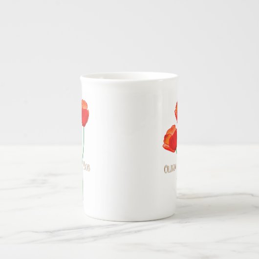 Rote Mohnblume Personalisiert Porzellantasse (Vorderseite)