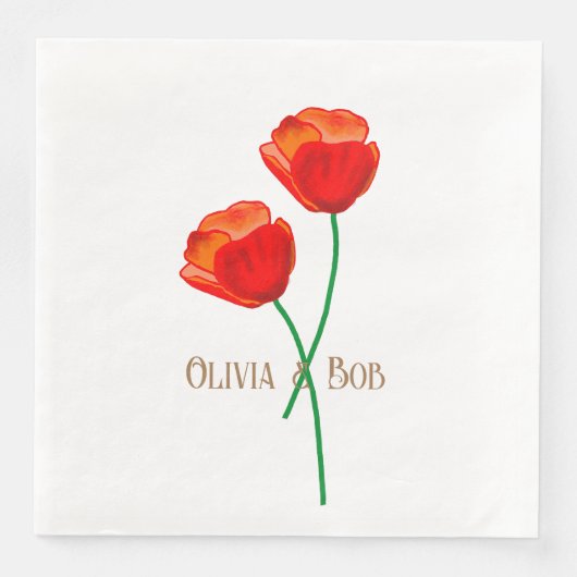 Rote Mohnblume Personalisiert Serviette (Vorderseite)