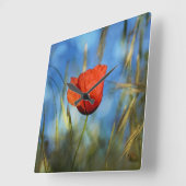 Rote Mohnblume Quadratische Wanduhr (Winkel)
