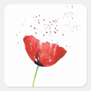 Rote Mohnblume Quadratischer Aufkleber
