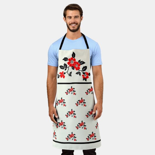 Rote Mohnblume Schürze (Getragen)