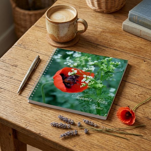 Rote Mohnblume Sommer Notizen Personalisiertes Not Notizblock