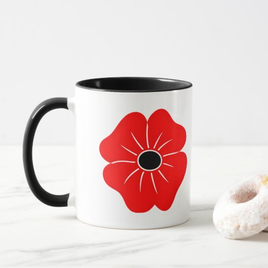 Rote Mohnblume Tasse (Mit Donut)