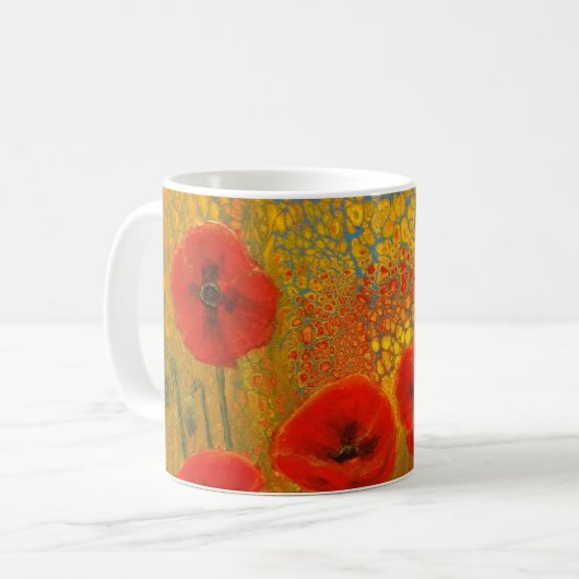 Rote Mohnblume Tasse (Vorderseite Links)