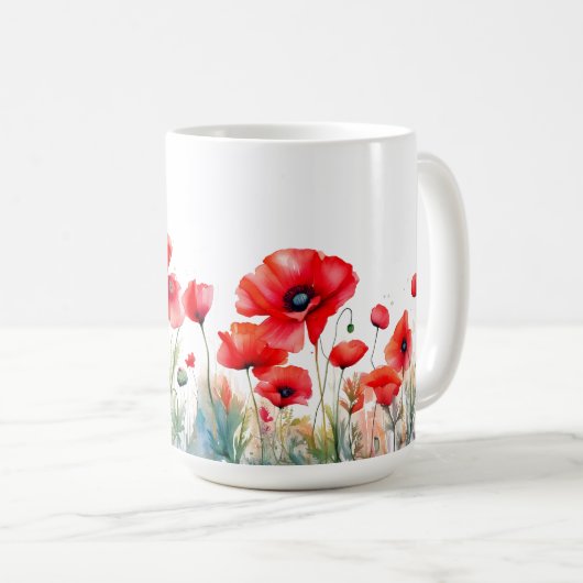Rote Mohnblume Tasse (VorderseiteRechts)