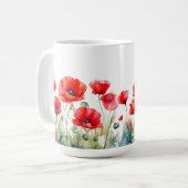 Rote Mohnblume Tasse (Vorderseite Links)