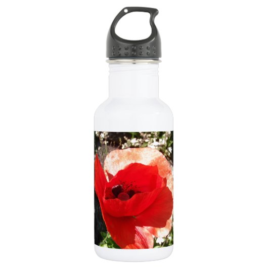 Rote Mohnblume Trinkflasche (Vorderseite)