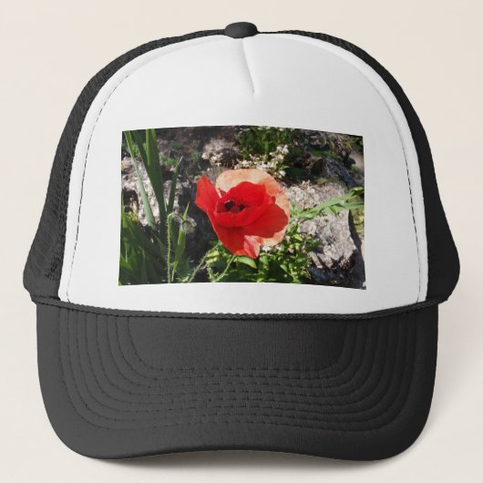 Rote Mohnblume Truckerkappe (Vorderseite)