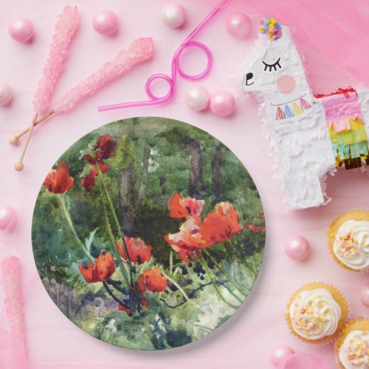 Rote Mohnblume (von Mildred Anne Butler) Pappteller (Party)