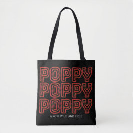 Rote Mohnblume Wachse Wild Frei Florale Schrift Tasche