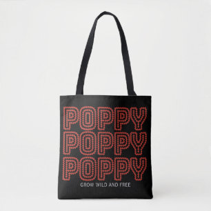 Rote Mohnblume Wachse Wild Frei Florale Schrift Tasche