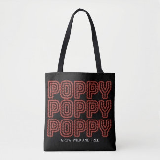Rote Mohnblume Wachse Wild Frei Florale Schrift Tasche