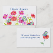 Rote Mohnblume Wildblumen Schmetterlinge Visitenkarte (Vorne/Hinten)