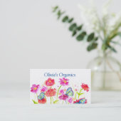 Rote Mohnblume Wildblumen Schmetterlinge Visitenkarte (Stehend Vorderseite)