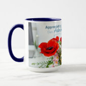 Rote Mohnblumen Admin-Würdigung Florale Kunst Tasse (Links)