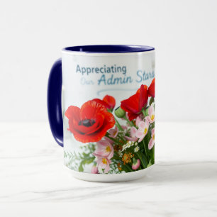 Rote Mohnblumen Admin-Würdigung Florale Kunst Tasse