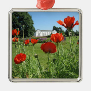 Rote Mohnblumen an Kew Gärten Silbernes Ornament