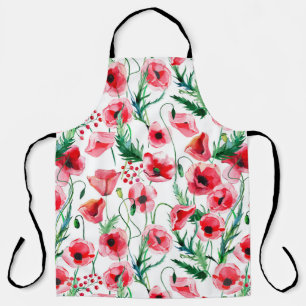Rote Mohnblumen: Aquarell-Blumenillustration Schürze