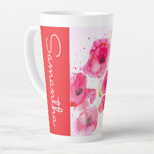Rote Mohnblumen-Aquarell-Frauenname Milchtasse