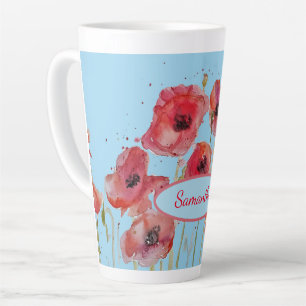 Rote Mohnblumen Aquarell-Mohnblumenkunst Anpassbar Milchtasse