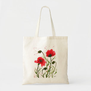 Rote Mohnblumen Aquarell rustikale Natur Mohn Tragetasche