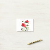 Rote Mohnblumen Aquarell rustikaler Chic Post-it Klebezettel (Auf Schreibtisch)