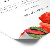 Rote Mohnblumen Aquarell Unplugged Hochzeitsfeier Poster (Ecke)