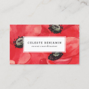 Rote Mohnblumen Aquarellblumen Visitenkarte