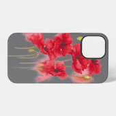 rote Mohnblumen auf Grau iPhone Hülle (Rückseite (Horizontal))