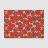 rote Mohnblumen auf staubigem TürkisSeidenpapier Seidenpapier (Vorderseite)