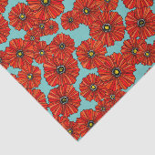 rote Mohnblumen auf staubigem TürkisSeidenpapier Seidenpapier (Ausschnitt)