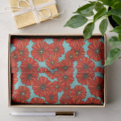 rote Mohnblumen auf staubigem TürkisSeidenpapier Seidenpapier (Geschenk)