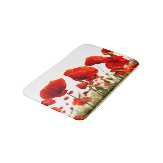 Rote Mohnblumen Badematte (Schrägansicht)