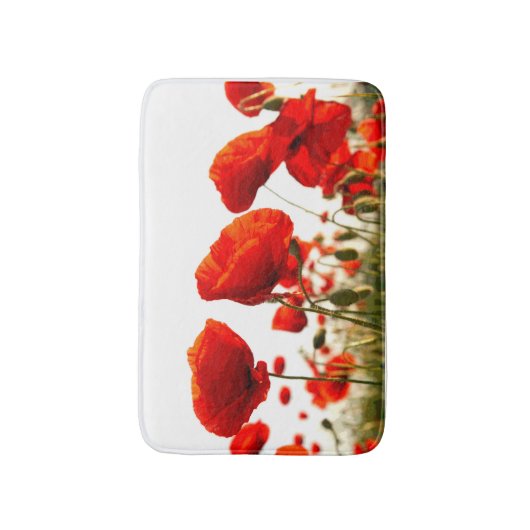 Rote Mohnblumen Badematte (Vorderseite Vertikal)