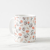 Rote Mohnblumen & Blätter im nordischen Stil Kaffeetasse (Vorderseite Links)