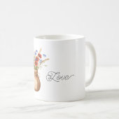 Rote Mohnblumen Blaue Blumen Kaffeetasse (VorderseiteRechts)