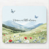 Rote Mohnblumen Blaue Schmetterlinge Mousepad (Vorne)