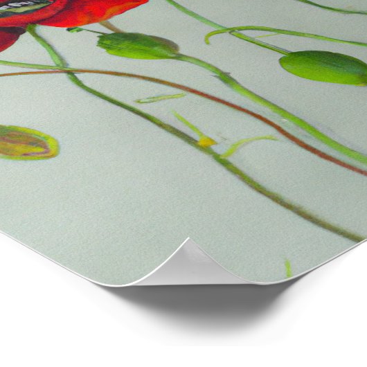 Rote Mohnblumen Blume Art Print Poster (Ecke)