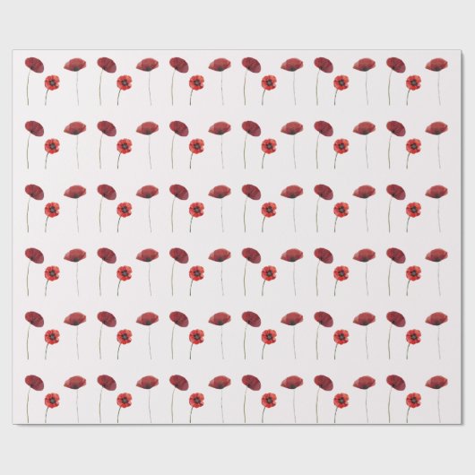 Rote Mohnblumen-Blume Blumenmuster Geschenkpapier (Flach)