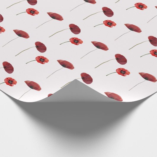 Rote Mohnblumen-Blume Blumenmuster Geschenkpapier (Ecke)