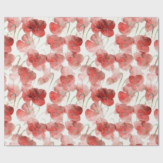 Rote Mohnblumen-Blume Geschenkpapier (Flach)