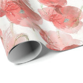 Rote Mohnblumen-Blume Geschenkpapier (Rolleneckpunkt)