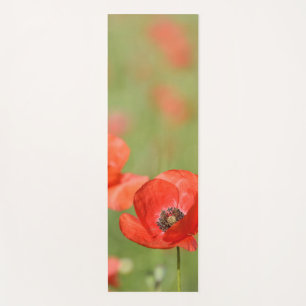 Rote Mohnblumen-Blume in der Natur Yogamatte