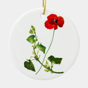 Rote Mohnblumen-Blume Keramik Ornament