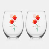 Rote Mohnblumen Blume Liebhaber Personalisiert Weinglas Ohne Stiel (Rückseite)