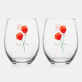 Rote Mohnblumen Blume Liebhaber Personalisiert Weinglas Ohne Stiel (Vorderseite)